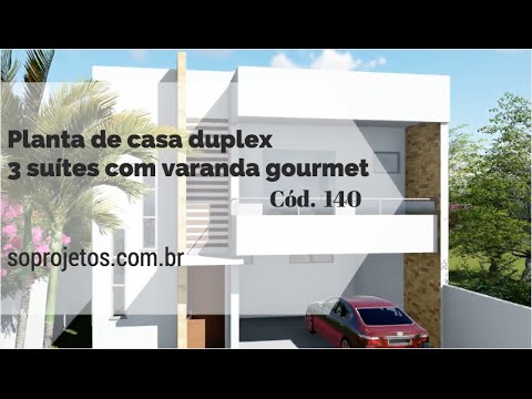 Planta De Casa Duplex 3 Suites Com Varanda Gourmet So Projetos