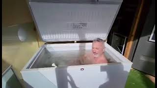Arthur Bilski does cold therapy after a hot sauna