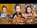 Eat Chinese Spicy Hotpot Fat Beef Enoki Mushrooms, with sesame sauce | Asmr Mukbangs
