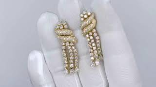 Vidéo: Boucles d'oreilles Pendantes en or jaune 18k avec 4.0 Cts de Diamants H-VS