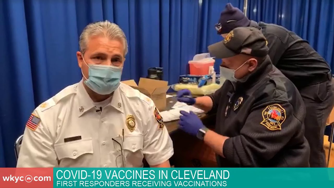 Cleveland first responders getting COVID-19 vaccine - YouTube