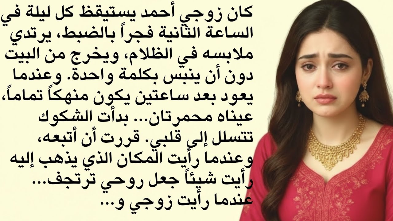 كان زوجي يستيقظ كل ليلة الساعة الثانية فجراً ويخرج من البيت... وعندما اتبعته رأيت شيئاً جعلني أبكي..