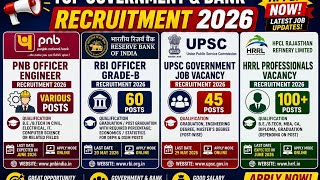Bank & PSU Jobs 2026 🚨 RBI, PNB, HRRL Recruitment Full Details