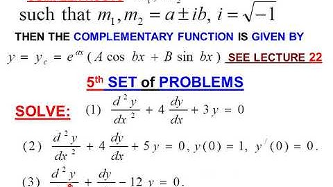 ODEs LECTURE No. 23 (5th Set of Problems and Boundary Value Problems)