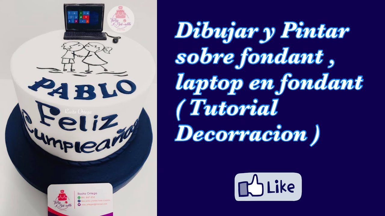 Dibujar y pintar sobre fondant facil, laptop en Fondant. - YouTube