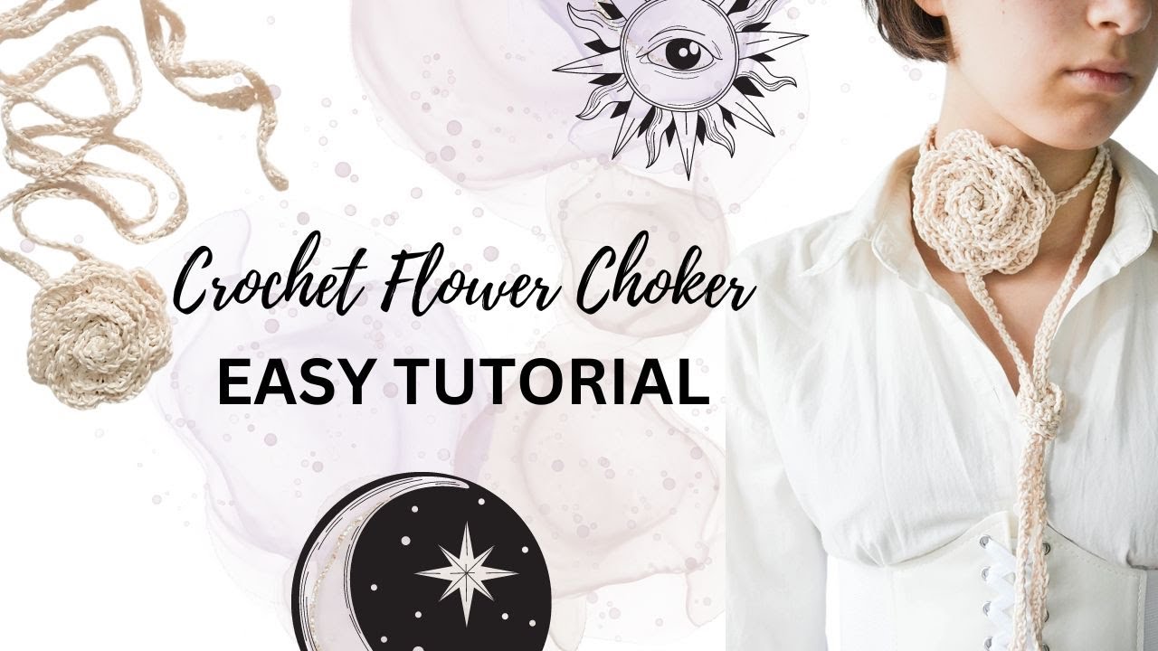 Crochet Flower Choker Necklace Easy Tutorial DIY YouTube