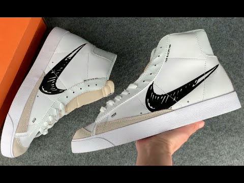 NIKE BLAZER MID 77 SKETCH WHITE BLACK CW7580 101