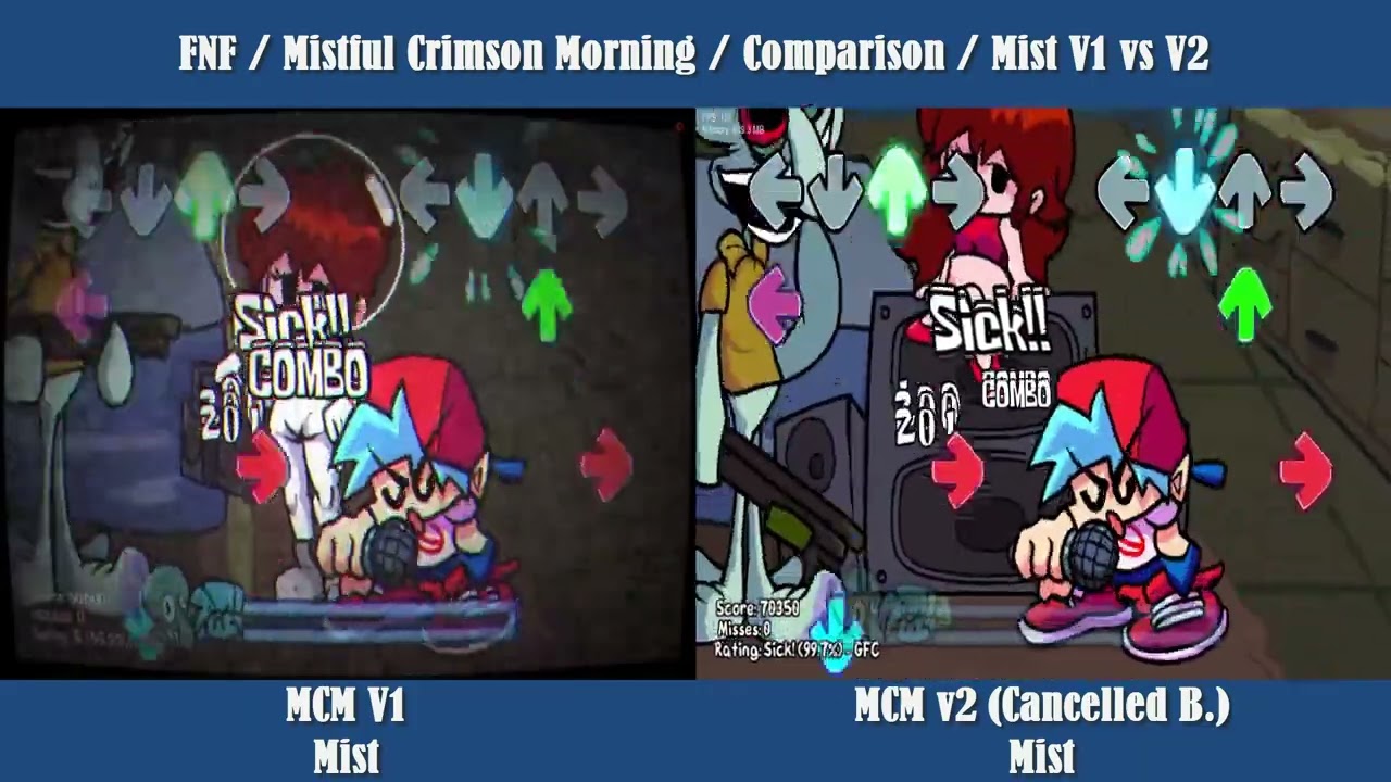 FNF - Comparison - Mistful Crimson Morning - Mist - V1 Vs V2