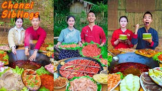 Natural Food Outdoor Cooking | Chinese Mukbang Eating Challenge | Spicy Hot Pot Seafood Recipes