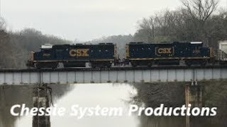 [CSXT]2628 EMD GP38-2 & [2000]GP38-3 Leads F736-19 Crossing The Cape Fear River [Bridge shot]in F.NC