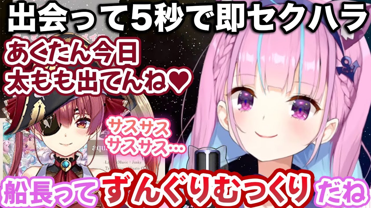 出会って5秒で即セクハラしてきたマリン船長のカラダを独特な表現で褒める湊あくあ【ホロライブ切り抜き】