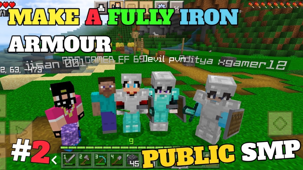 MAKING A FULLY IRON ARMOUR IN PUBLIC SMP | CRAFTING AND BUILDING ...