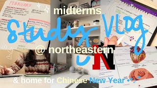 STUDY VLOG midterms @ northeastern as pre-med nursing student & wholesome Lunar New Year food w fam!