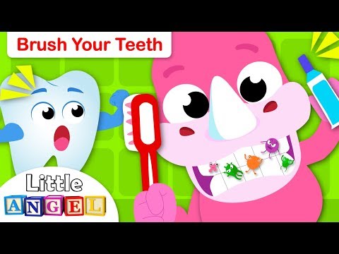 Brush Your Teeth With Baby Rhino | Healthy Habit Songs For Children | Nursery Rhymes By Little Angel
