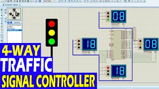 Automatic Traffic Light controller | 4 Way Traffic Signal Control System | Proteus Project