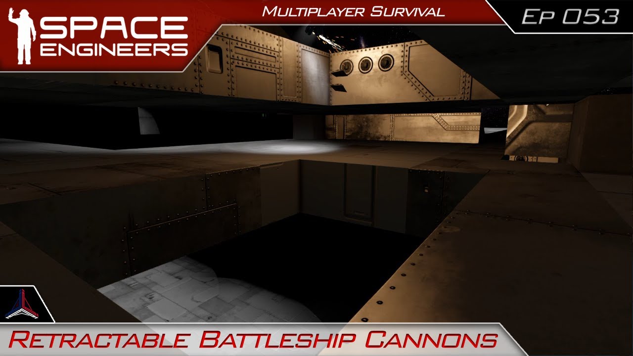Installing Retractable Battleship Cannons | Space Engineers Survival ...