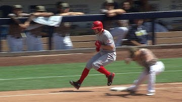 CIN@SD: Duvall safe at first after Reds win challenge