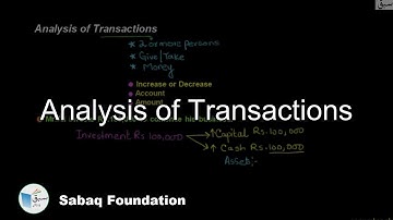 Analysis of Transactions, Accounting Lecture | Sabaq.pk