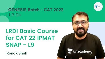 GENESIS Batch L 9 - LRDI Basic Course for CAT 22 IPMAT SNAP l CAT 2022 l Unacademy CAT l Ronak Sir