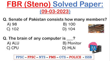 FBR Complete Paper 09 March 2023 || fbr Complete solved paper 09/03/2023