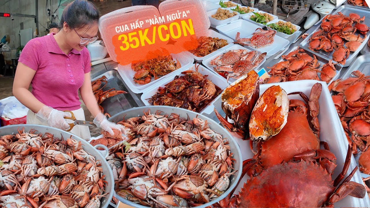 Xuất hiện cua hấp nằm ngửa 35k/con bao ăn, mua 10 tặng 1 - Vi Na TV