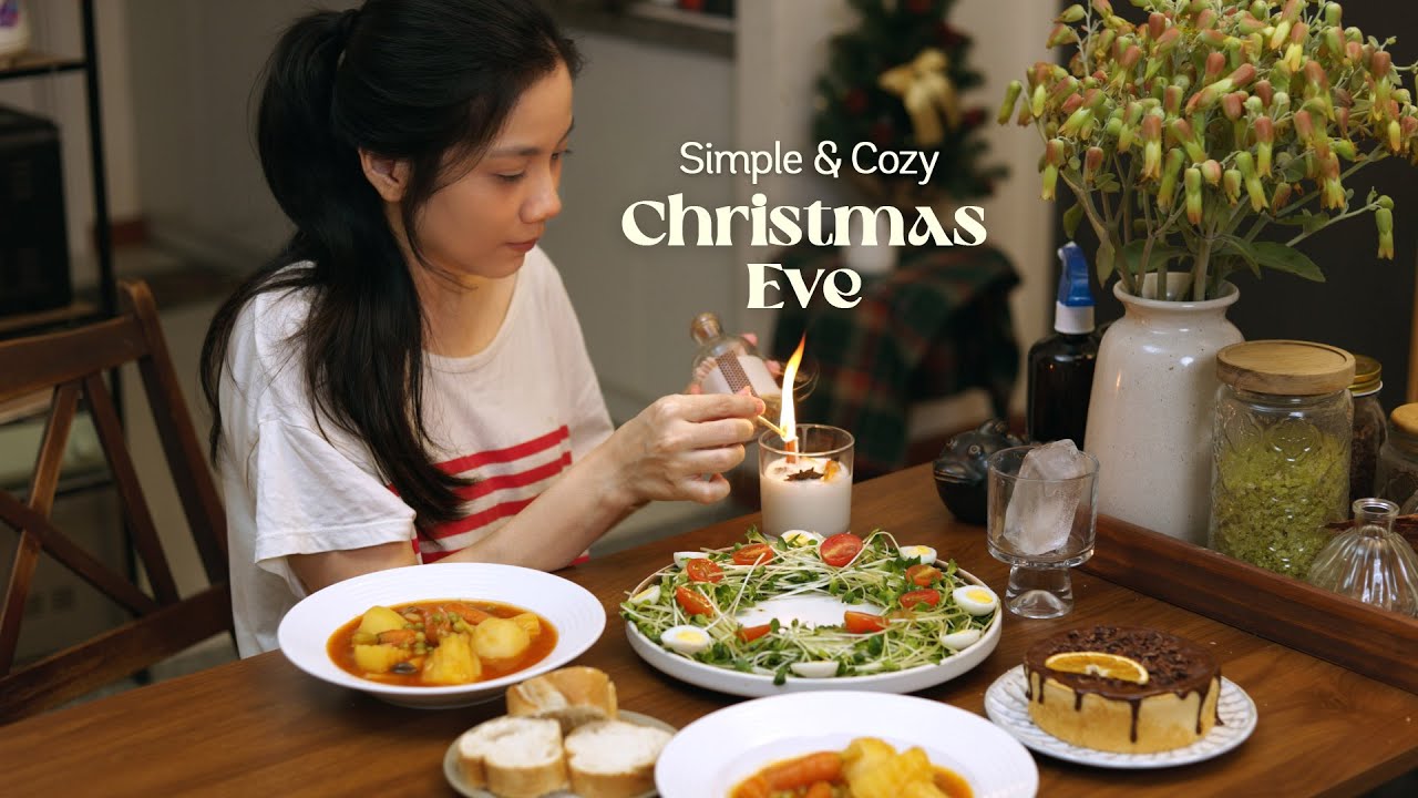 A Simple and Cozy Christmas: Homemade candles, Ragout, and mustard microgreen salad