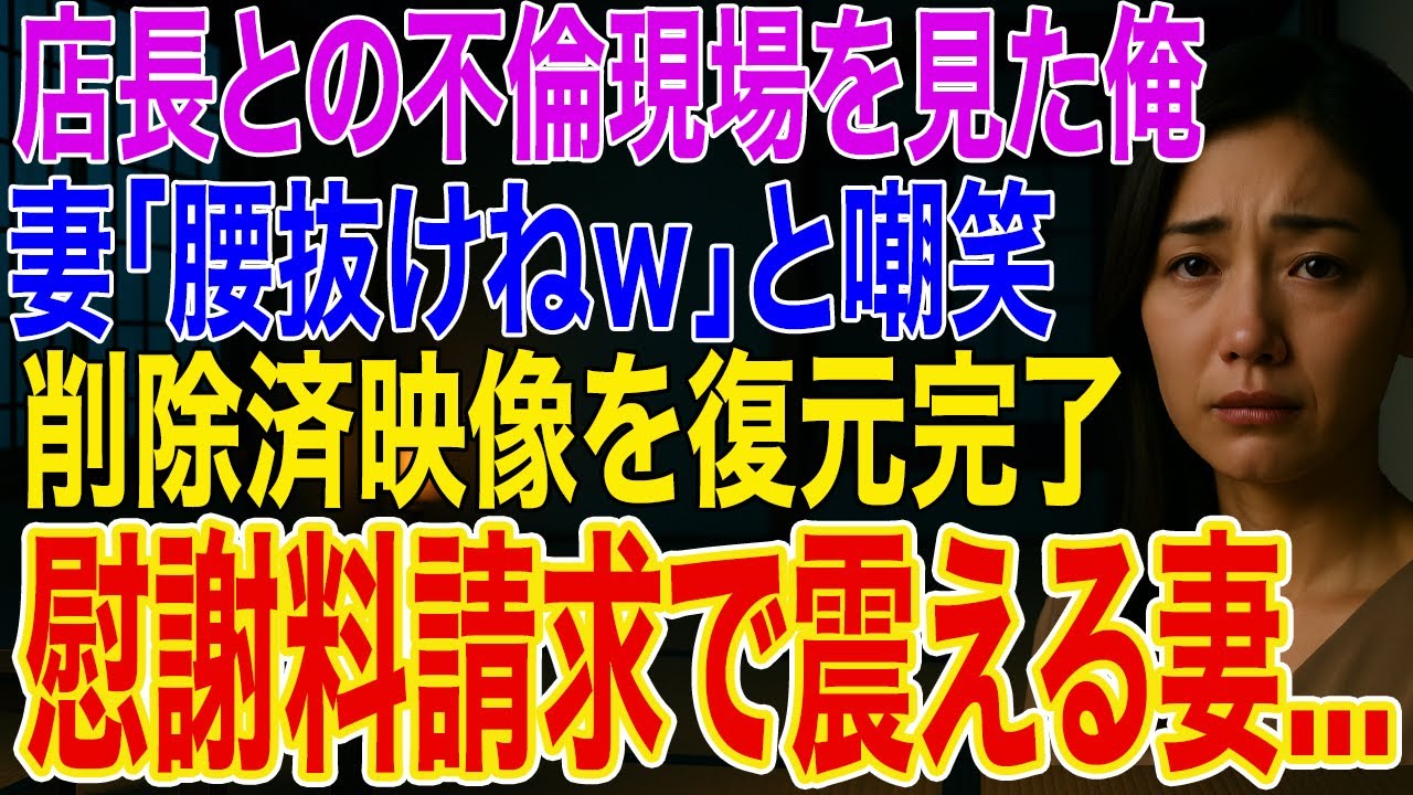 【修羅場】自宅で店長と不倫中の妻に遭遇した俺、無言で家出→妻「やっぱ腰抜けねw」本部から電話「削除済カメラ映像復元しました」→俺「離婚と慰謝料よろしくw」