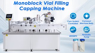 ZONESUN ZS-AFC39 Monoblock Rotary 4 Heads Peristaltic Pumps Liquid Vial Filling Capping Machine