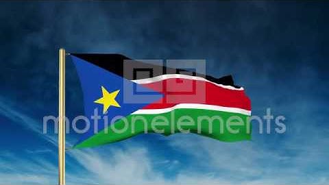 South Sudan Flag Slider Style. Waving In The Wind With Cloud Background Animatio Stock Animation