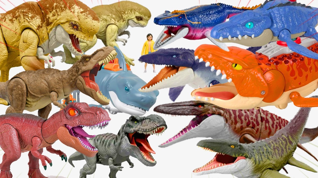 SHINDINO MỞ HỘP REVIEW KHỦNG LONG TÁI SINH 2025 T-REX MOSASAURUS D-REX MEGALODON SHARK NHIỀU MÀU