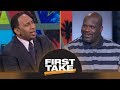 Shaq riles Stephen A. up by saying LeBron James should join Warriors | First Take | ESPN