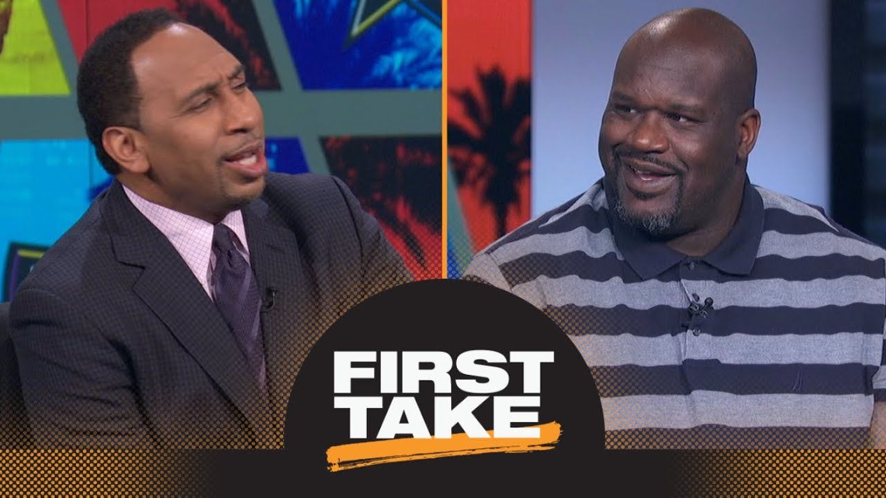 Shaq Riles Stephen A Up By Saying Lebron James Should Join Warriors First Take Espn Youtube