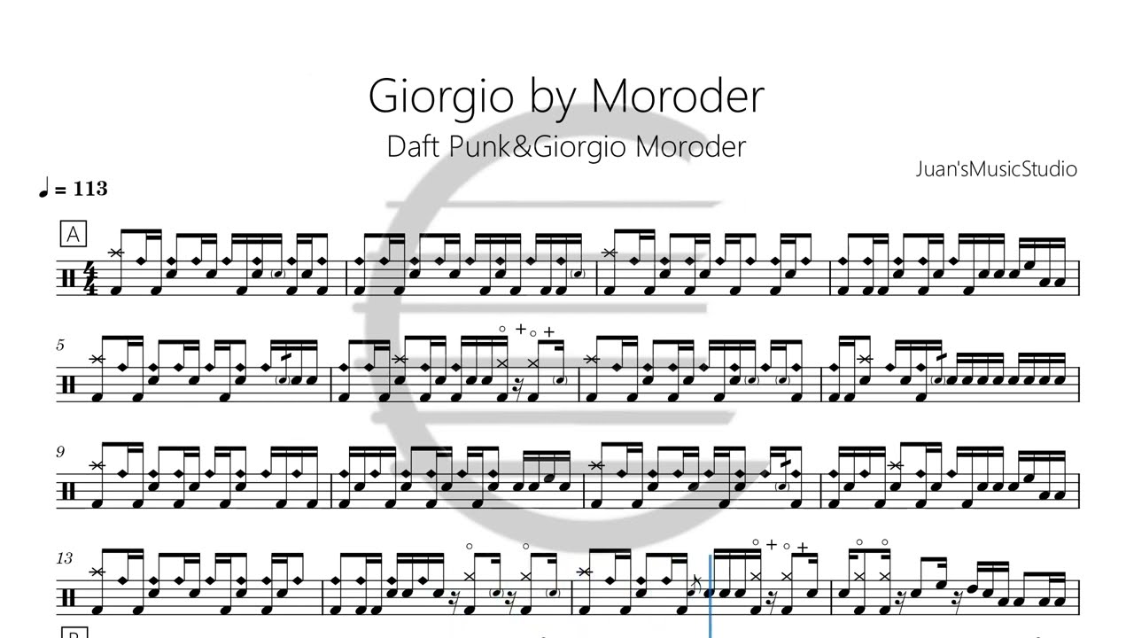 Daft Punk   Giorgio by Moroder鼓谱drum scoreドラム楽譜