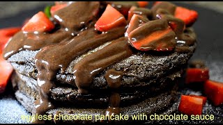 Eggless Chocolate Pancakes With Chocolate Sauce Recipe | Chocolate Pancakes Recipe - Reena Ki Rasoi