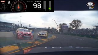 2017 Supercars - Albert Park Race 1 - Onboard Percat \& Holdsworth Crash