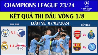 KẾT QUẢ LƯỢT VỀ VÒNG 1/8 CUP C1 CHÂU ÂU CHAMPIONS LEAGUE 23/24 NGÀY 7/3/2024