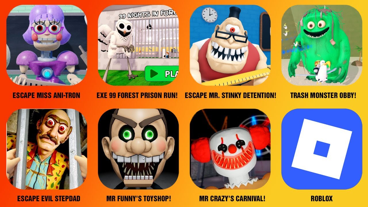 MR FUNNY'S TOYSHOP!, EXE 99 FOREST PRISON RUN!, ESCAPE MISS ANI-TRON!, MR CRAZY'S CARNIVAL!!!!!!!!!!