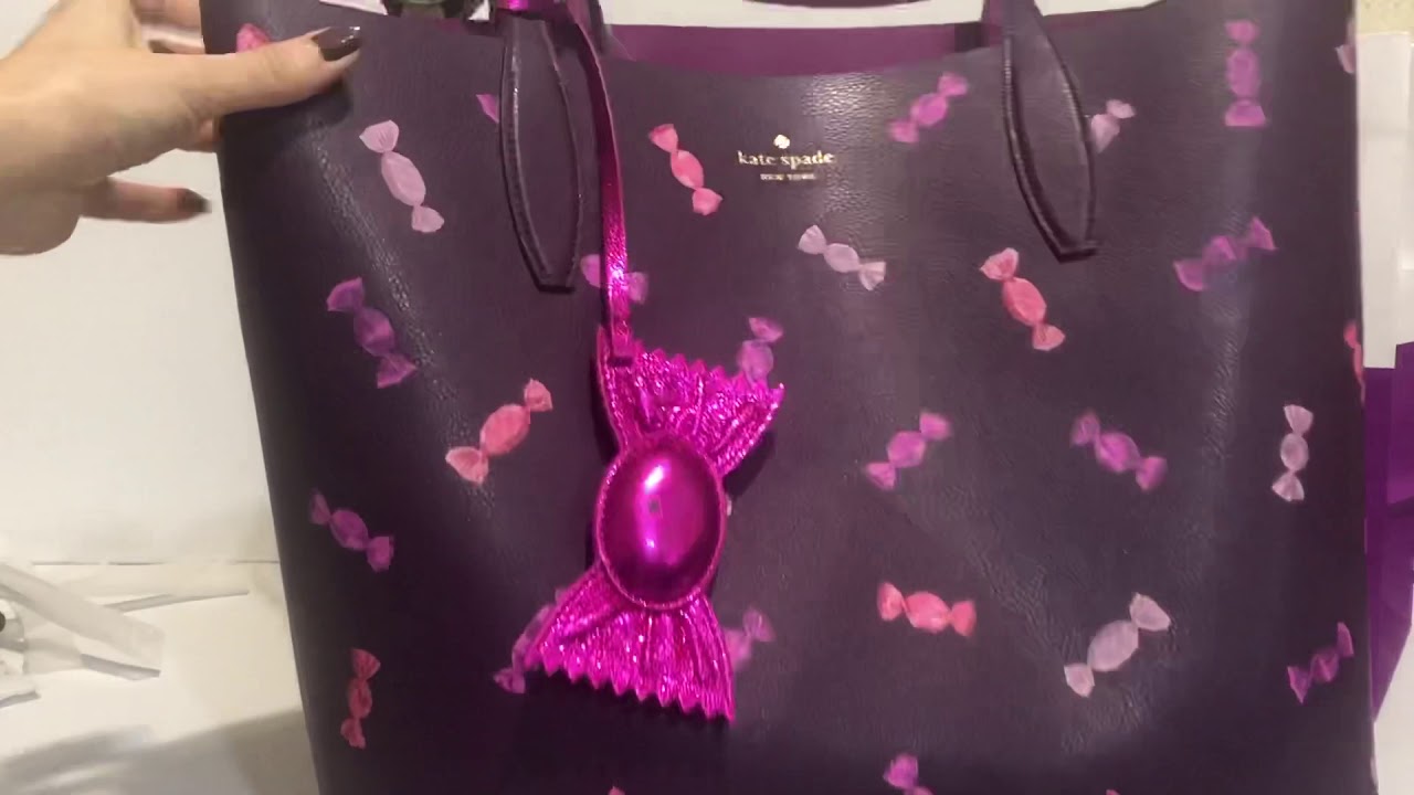 Kate Spade Candy shop reversible large tote - YouTube