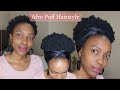 How To: Quick Afro Puff Hairstyle in 5 Minutes | Short 4c Natural Hair | Pineapple Afro