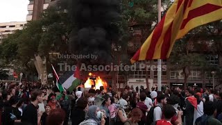 Spanish police move in to disperse pro-Palestinian demonstrators in Barcelona