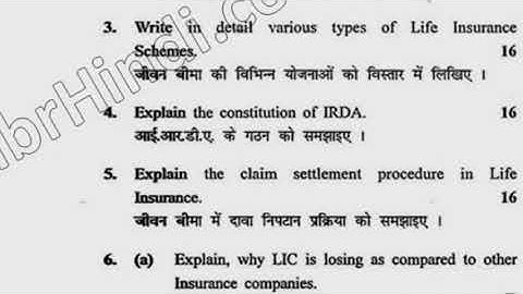 BBA 6th Sem Principles of Insurance Question Paper