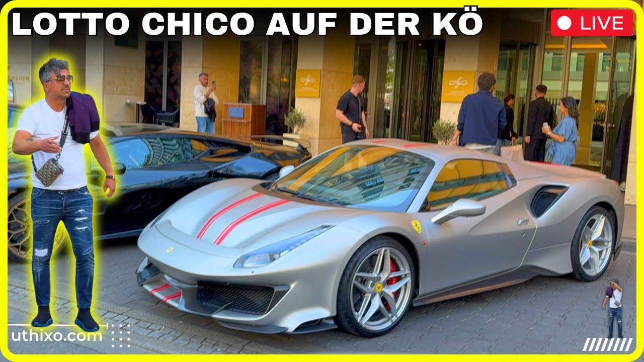 CHICO Lotto Millionär auf der Königsallee DÜSSELDORF mit Ferrari 488 Pista Spider Kursat Yildirim