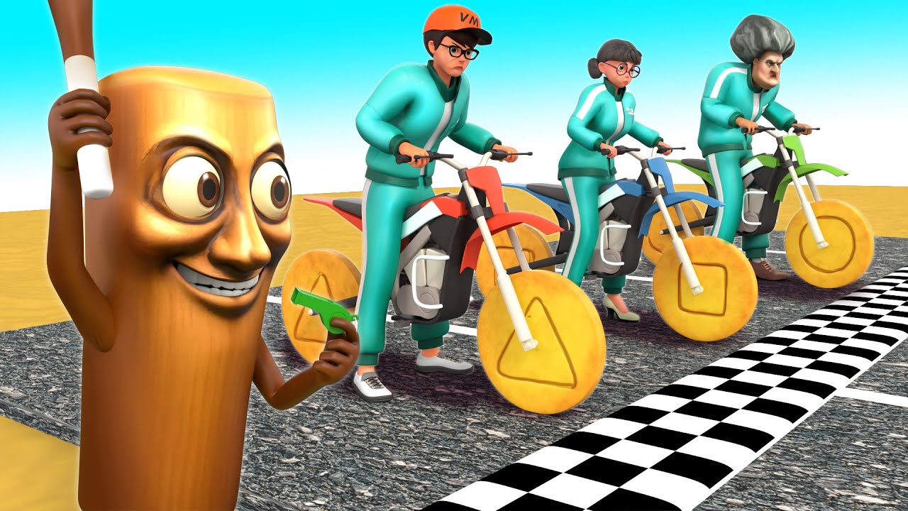 Squid Game 2 vs Scary Teacher | Tung Tung Tung Sahur as the Referee – The Race Gets Intense!