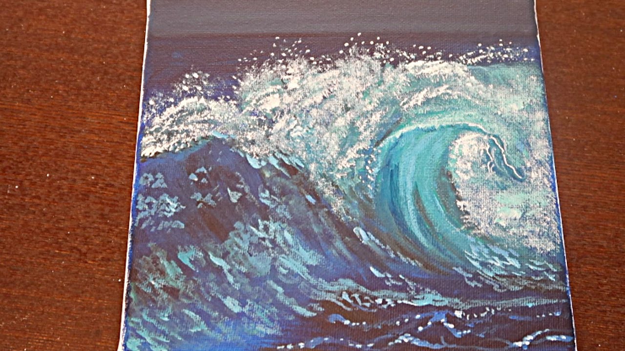 治愈系丙烯画】5种颜色简单绘画大浪来袭| 5色のアクリル絵の具で大浪