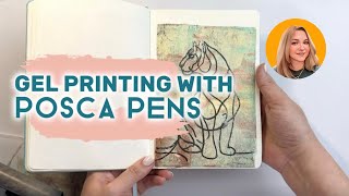 Gel printing sketchbook, Posca pens and acrylic paints