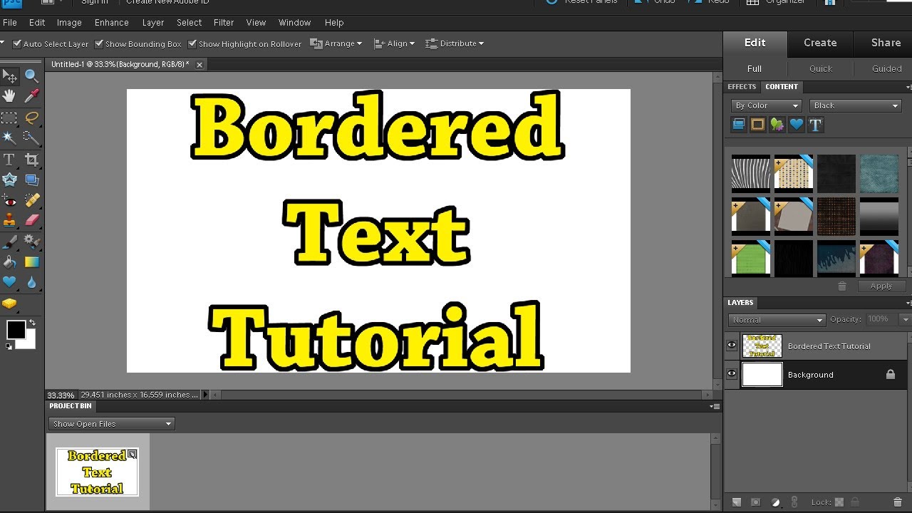 add border to text photoshop