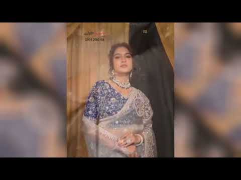 Satin Wedding Saree in Black and Grey with Sequence Work - 2050156