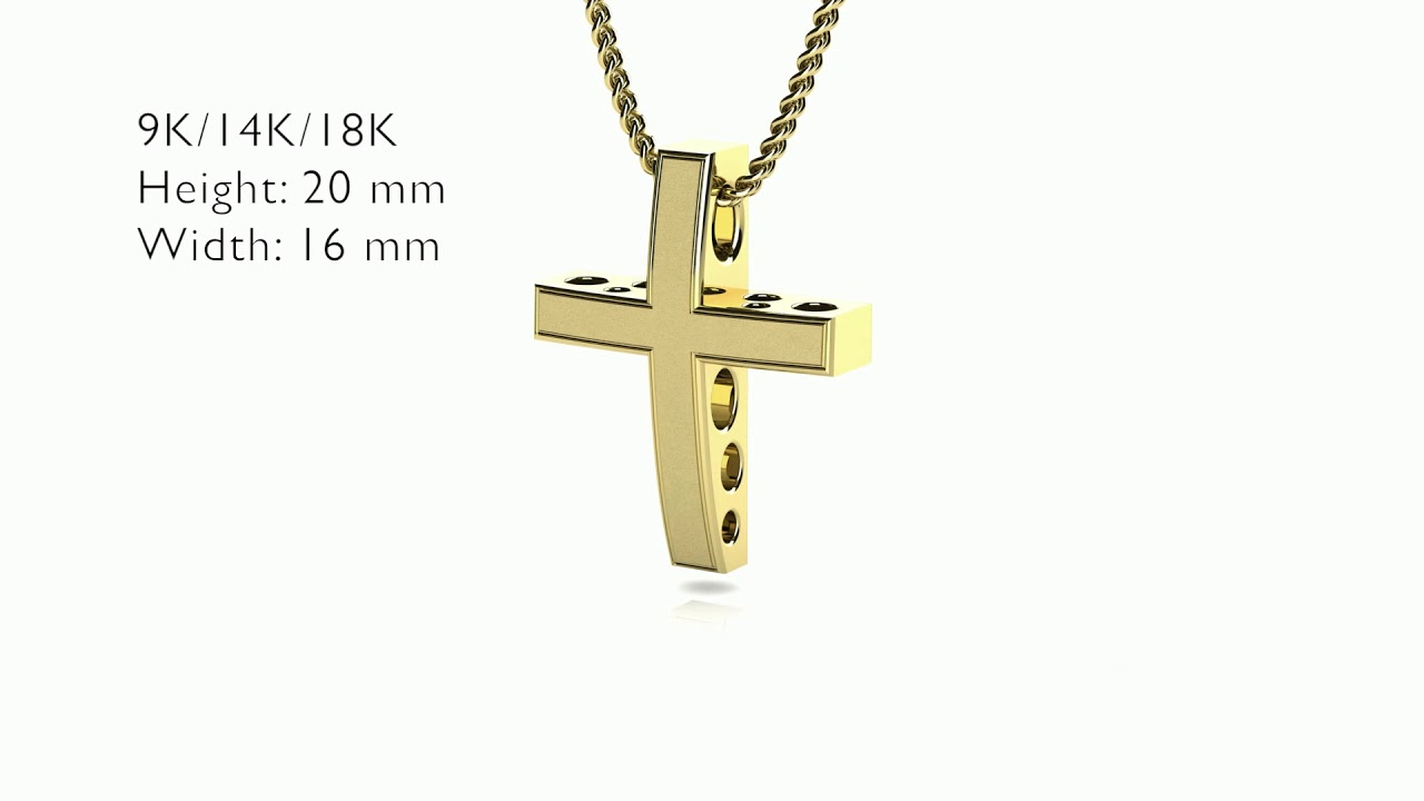 Christening Yellow Gold 14K 18K 9K Boy’s Solid Baptism Cross Pendant