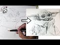 Como Dibujar a Baby Yoda con UN SOLO Lápiz / Tips de Dibujo de Retratos!