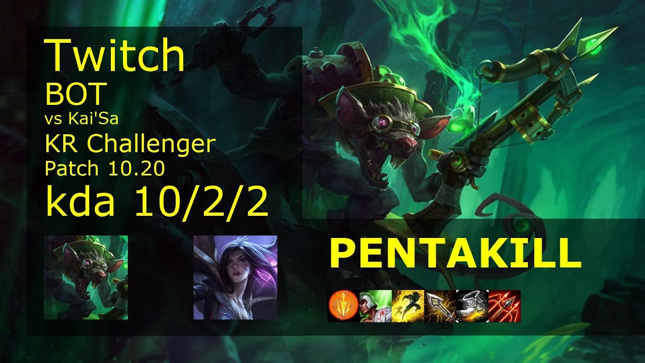 Twitch ADC vs Kai'Sa - KR Challenger 10/2/2 Patch 10.20 Gameplay // [롤] 트위치 vs 카이사